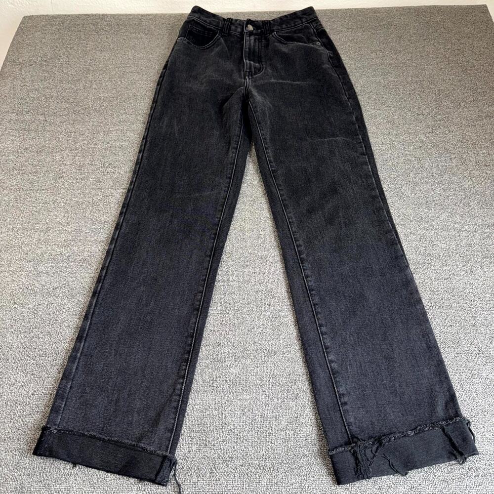 PrettyLittleThing Tall Jeans Womens 2 Black Denim Dark Wash 5-Pockets High Rise